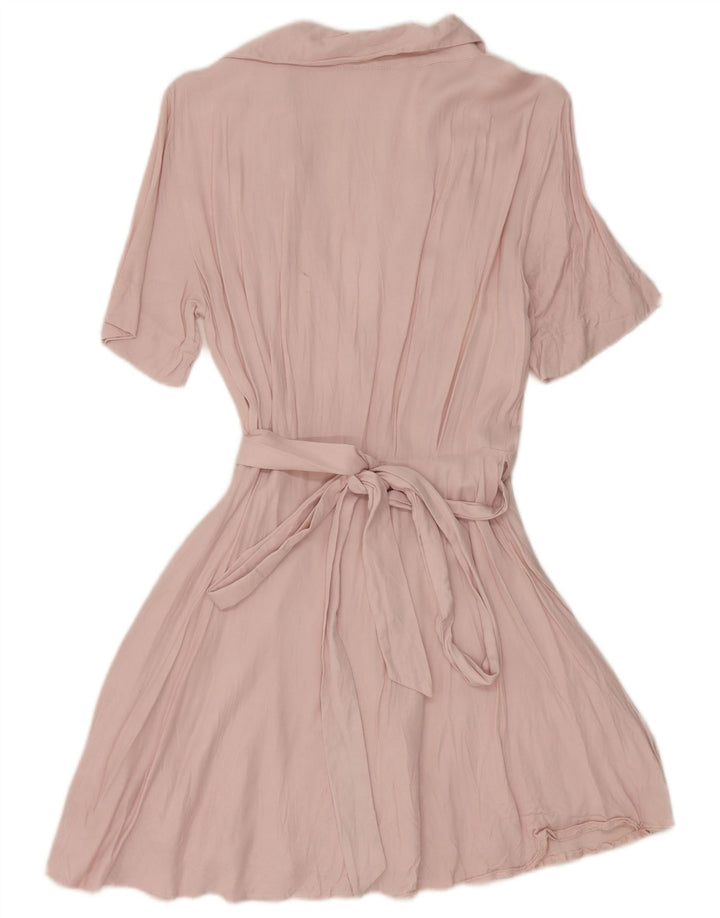 Zara Womens Wrap Dress UK 10 Small Pink Viscose