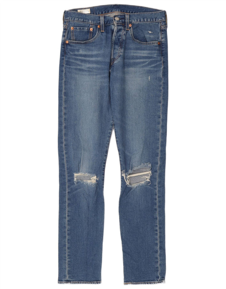 Levi's Mens 501 Distressed Straight Jeans W28 L32 Blue Cotton