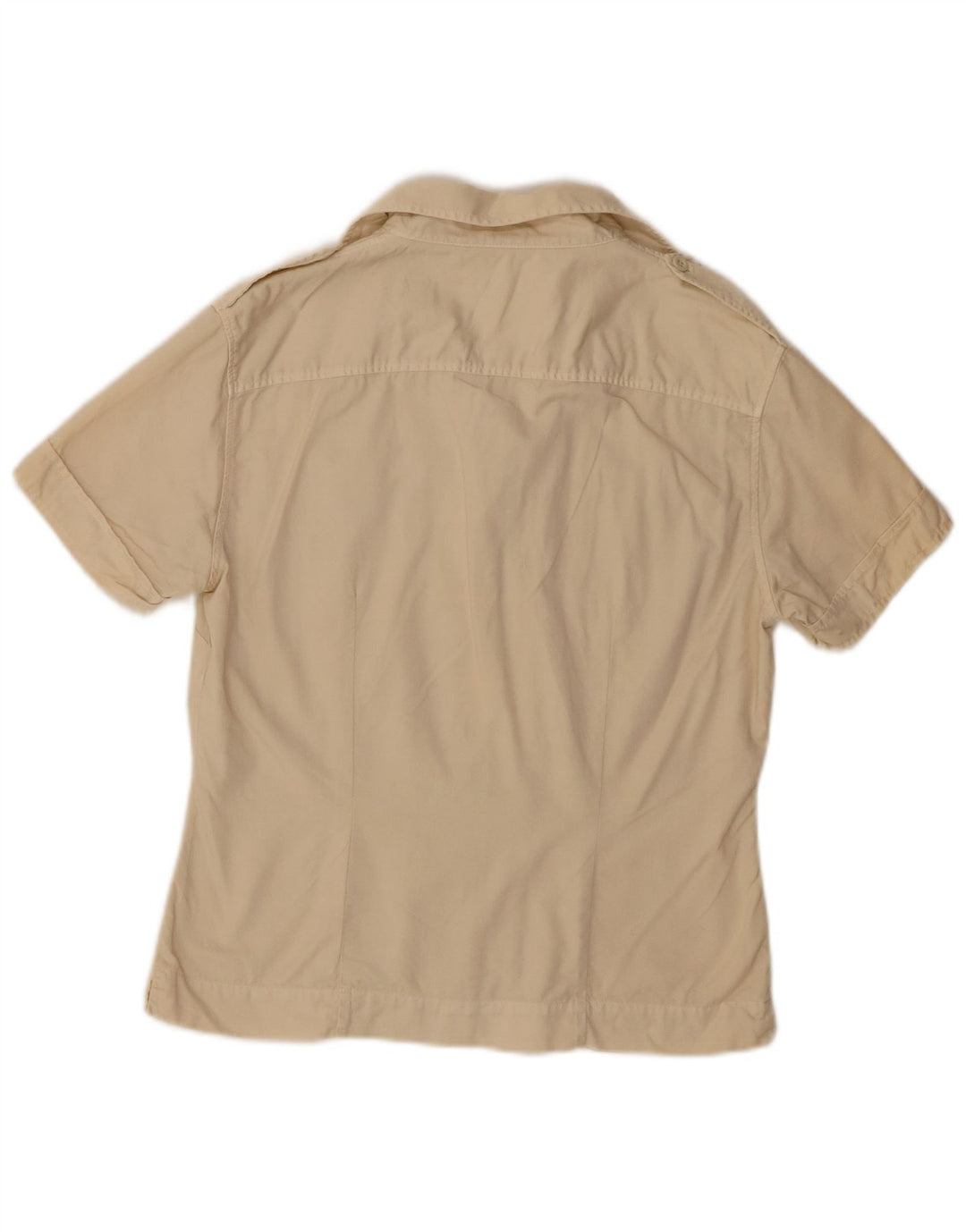 Benetton Womens Short Sleeve Shirt UK 12 Medium Beige Cotton