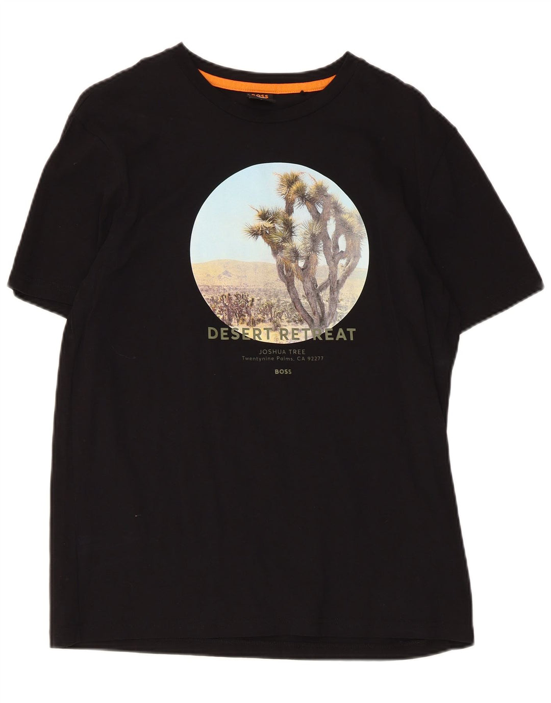 Ανδρικό γραφικό T-Shirt Hugo Boss Τοπ μεσαίο μαύρο βαμβακερό