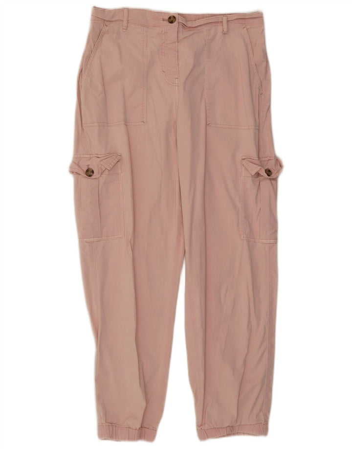 Marks & Spencer Womens Crop Cargo Trousers UK 12 Medium W30 L26 Pink