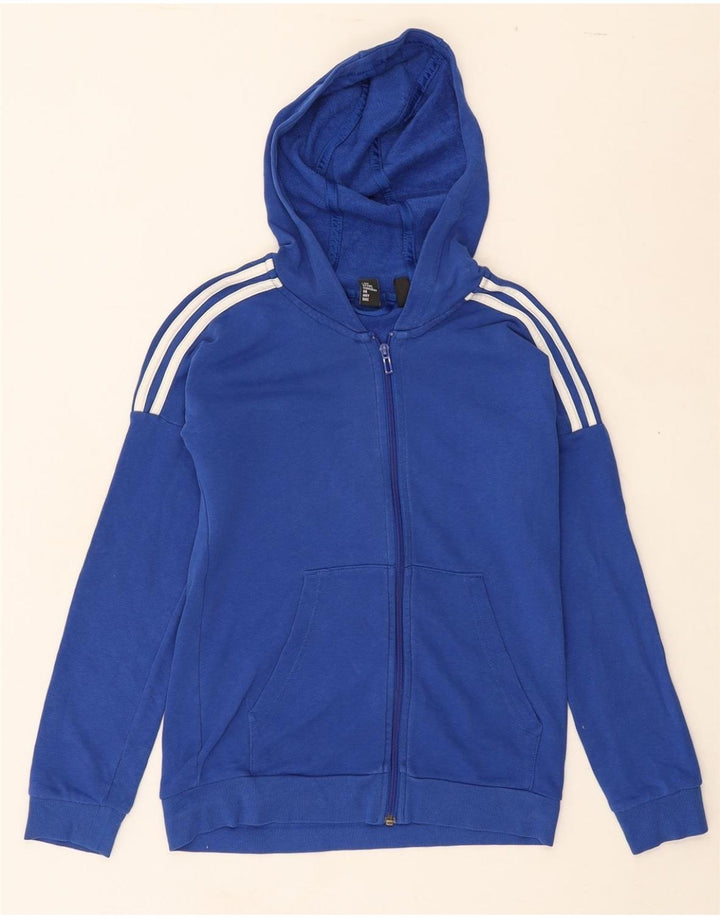 ADIDAS Boys Zip Hoodie Sweater 11-12 Years Blue Vintage Adidas and Second-Hand Adidas from Messina Hembry 