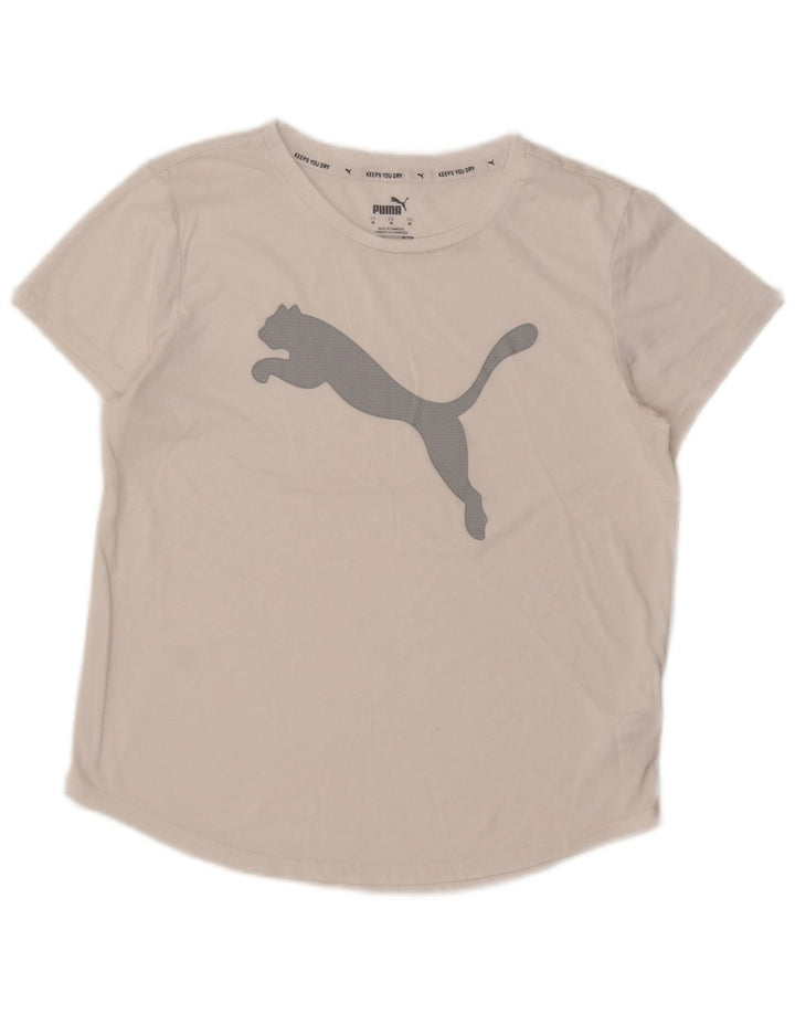 PUMA Womens Graphic T-Shirt Top UK 14 Medium White Polyester