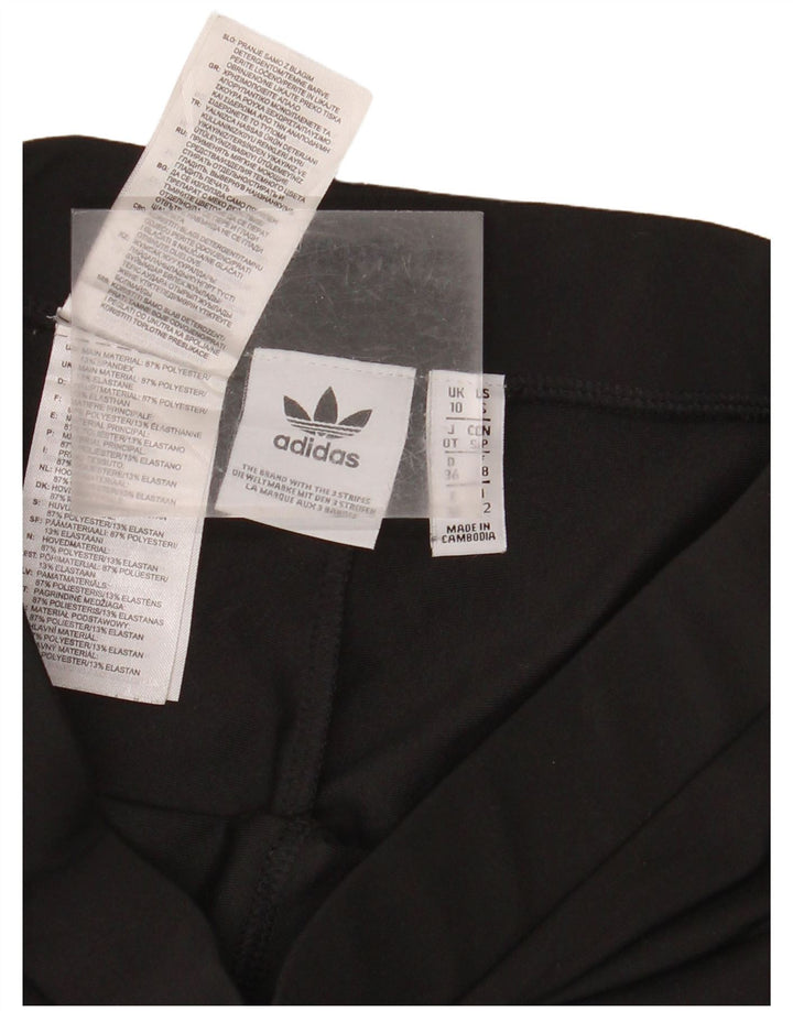 ADIDAS Womens Graphic Leggings UK 10 Small Black Polyester
