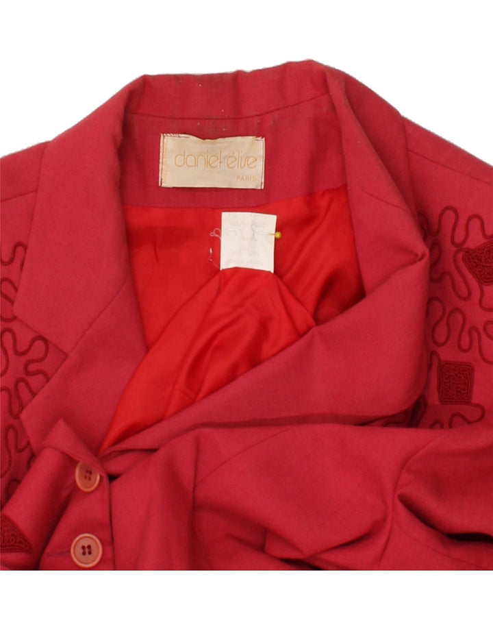 VINTAGE Womens 4 Button Blazer Jacket UK 14 Large Pink Floral Linen Vintage Vintage and Second-Hand Vintage from Messina Hembry 