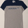 ADIDAS Mens Graphic T-Shirt Top Medium Grey Colourblock Cotton Vintage Adidas and Second-Hand Adidas from Messina Hembry 