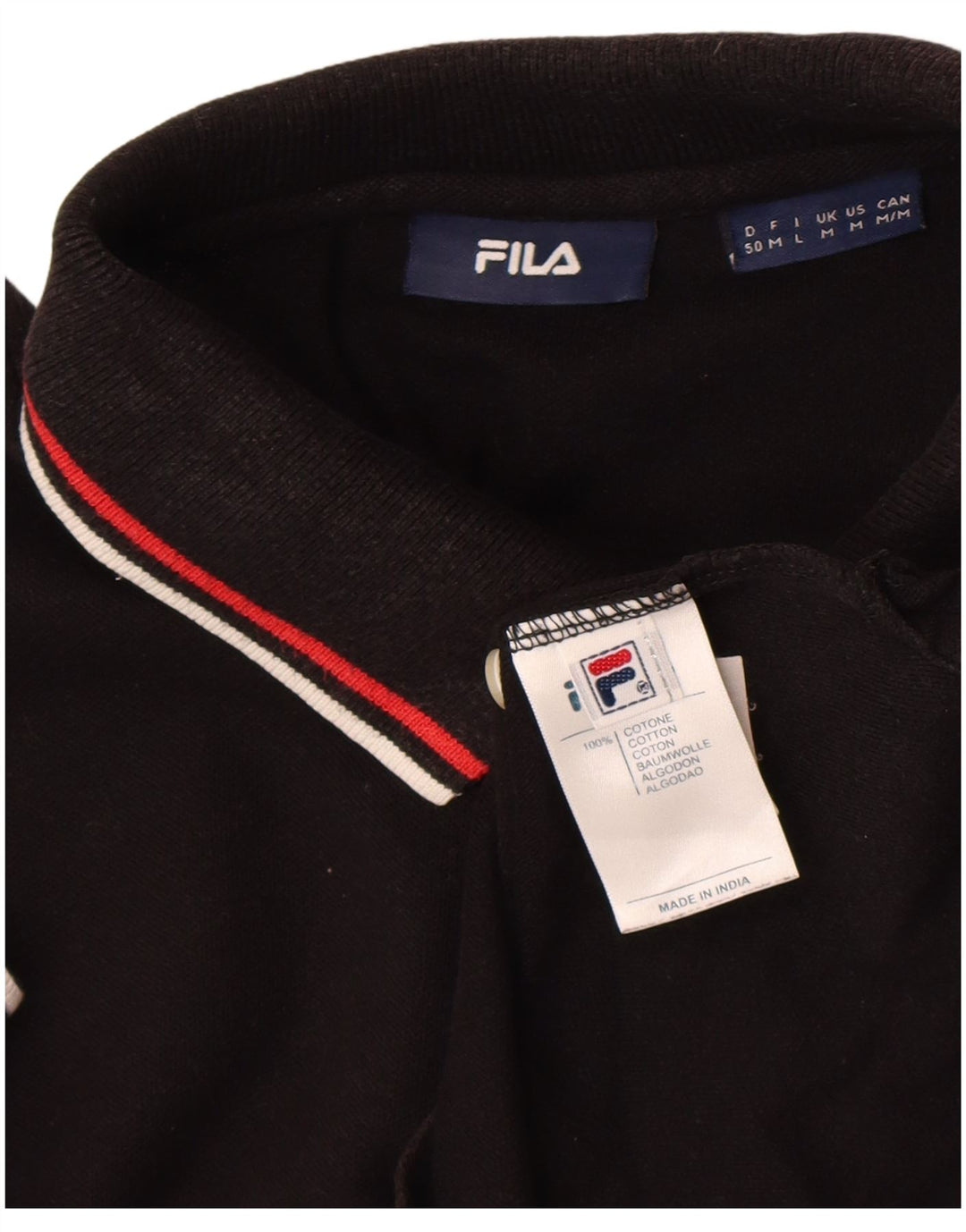 Fila Polo Hombre Algodón Negro Mediano