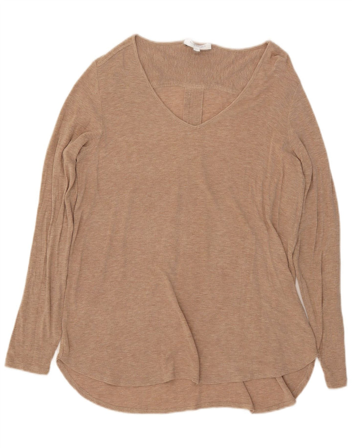 Essentials Womens Top Long Sleeve UK 12 Medium Beige Flecked
