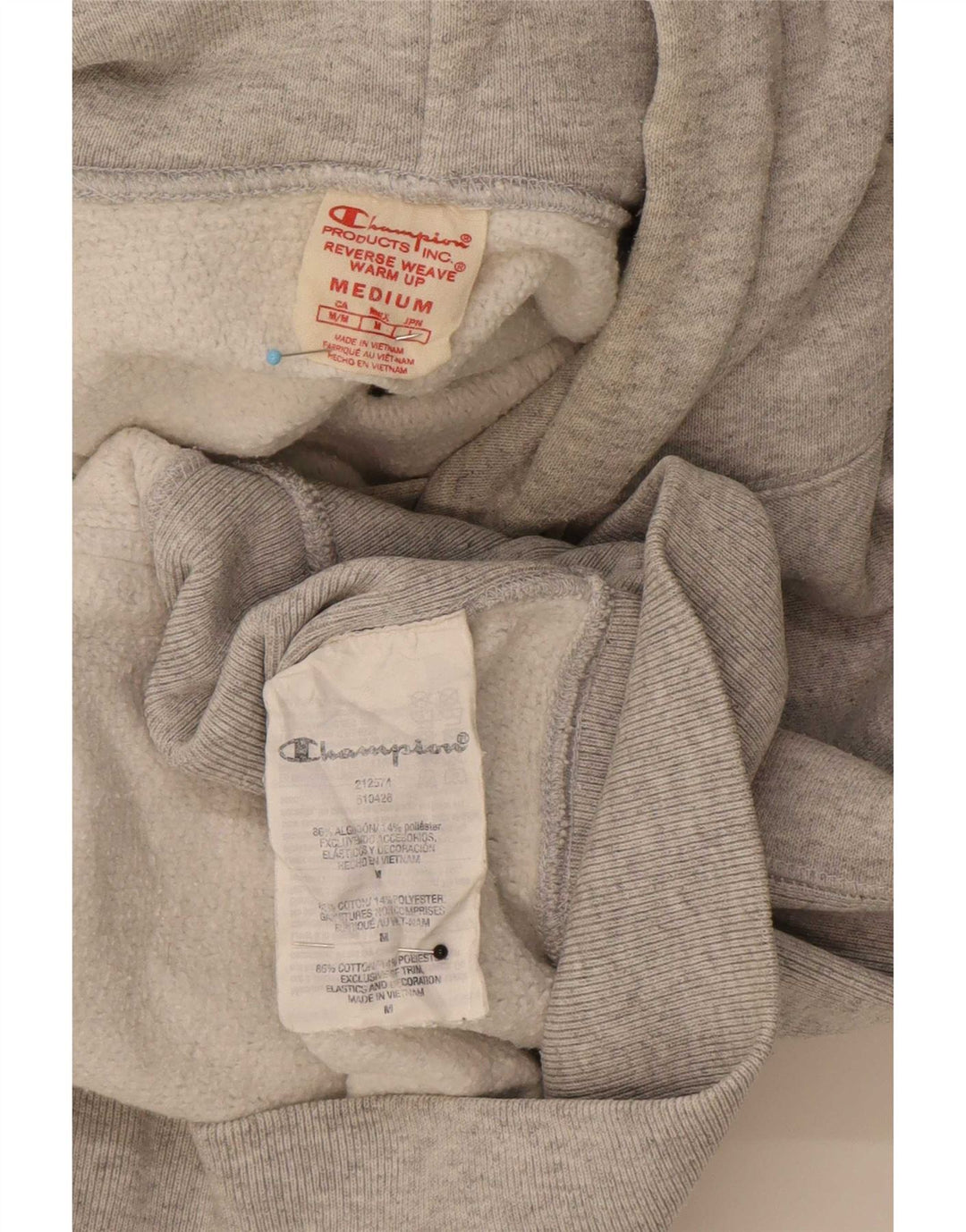 Felpa con cappuccio grafica Champion Reverse Weave da uomo in cotone grigio medio