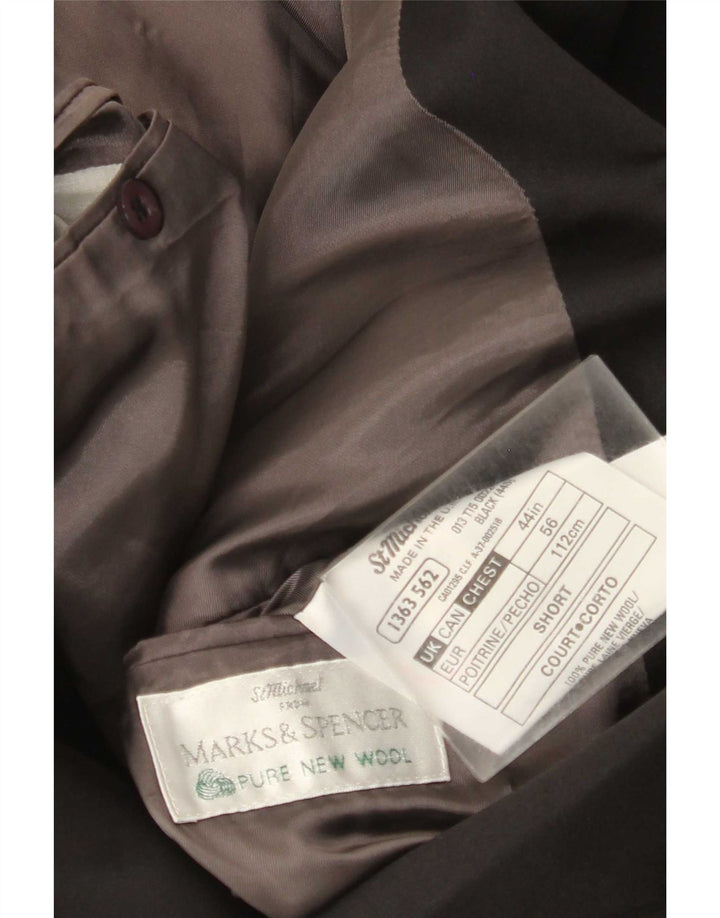 Marks & Spencer Herre Double Breasted Blazer Jacket UK 44 XL Black New Wool
