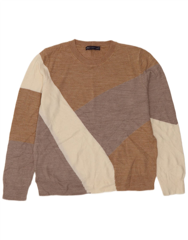 MARKS & SPENCER Womens Crew Neck Jumper Sweater UK 12 Medium Brown