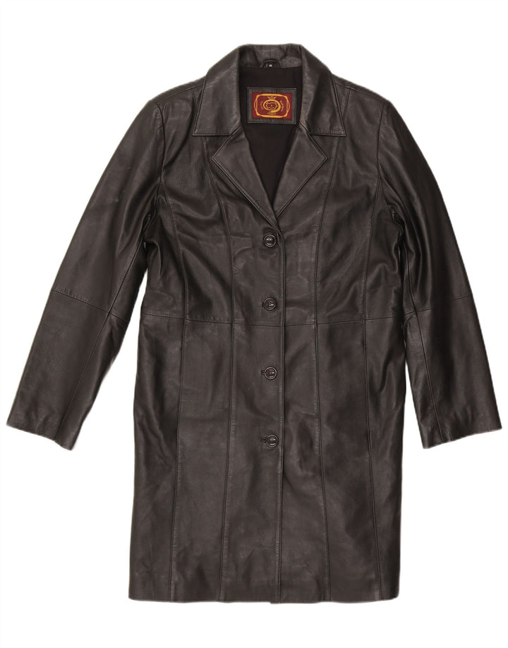 JACINTO RODRIGUEZ Womens Leather Coat EU 46 XL Black Leather