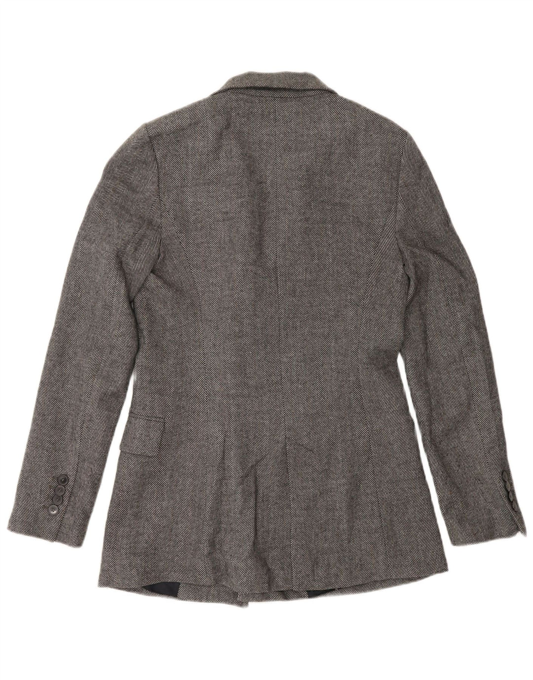 Zweireihiger Blazer für Damen von Zara, Gr. 10, Größe S, grau, Fischgrätmuster