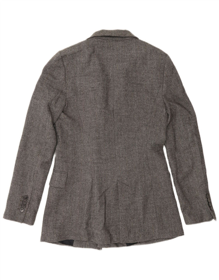 Zweireihiger Blazer für Damen von Zara, Gr. 10, Größe S, grau, Fischgrätmuster