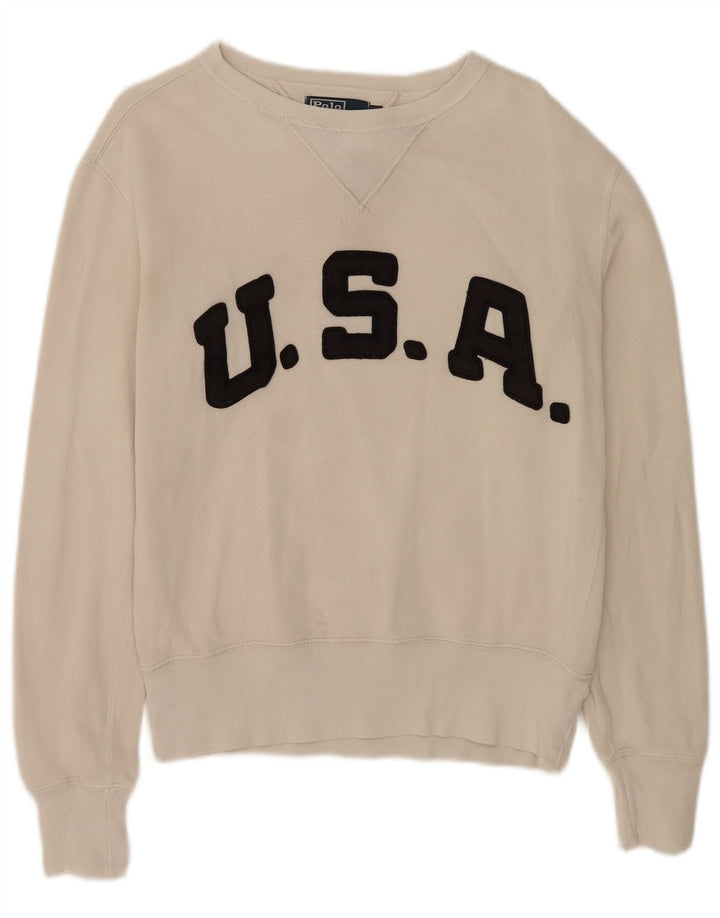 Polo Ralph Lauren Felpa grafica da uomo Maglione piccolo bianco sporco