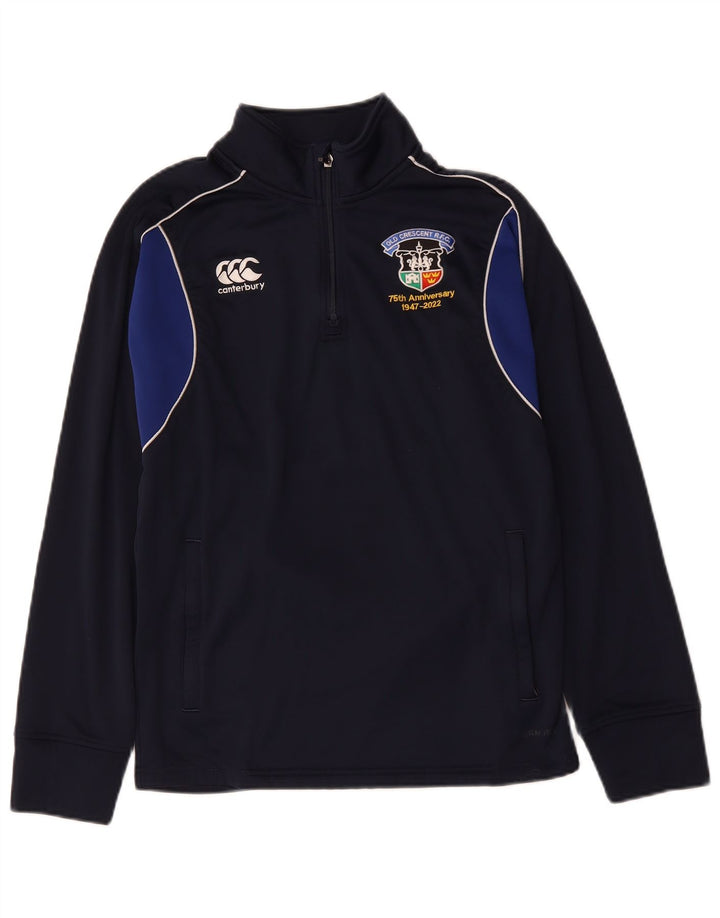 Canterbury Mens Zip Neck Pullover Tracksuit Top Small Navy Blue Colourblock