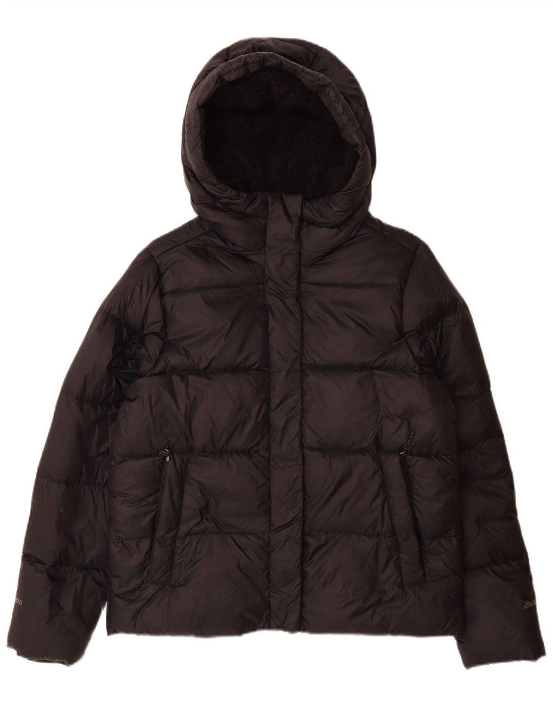 Eddie Bauer Womens Hooded Padded Jacket UK 14 Medium Black Nylon