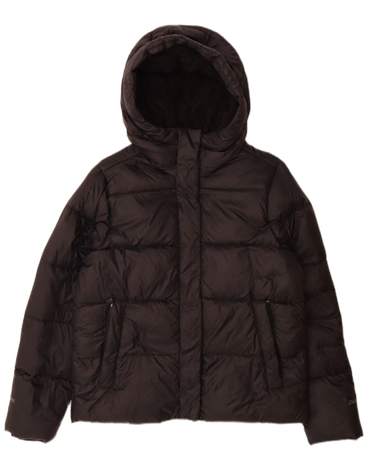 Eddie Bauer Womens Hooded Padded Jacket UK 14 Medium Black Nylon