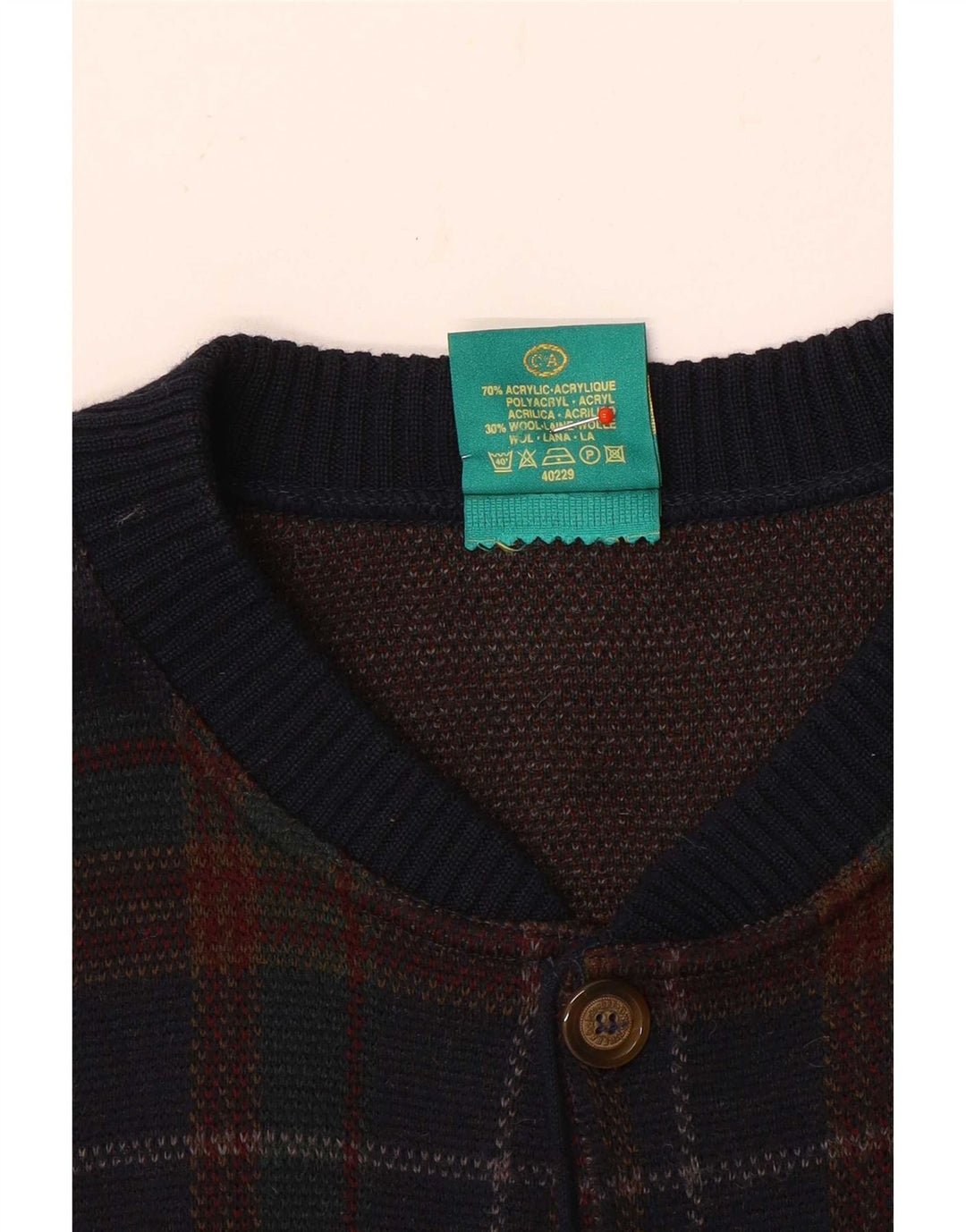 Canda Mens Cardigan Sweater 2XL Multicoloured Check Acrylic