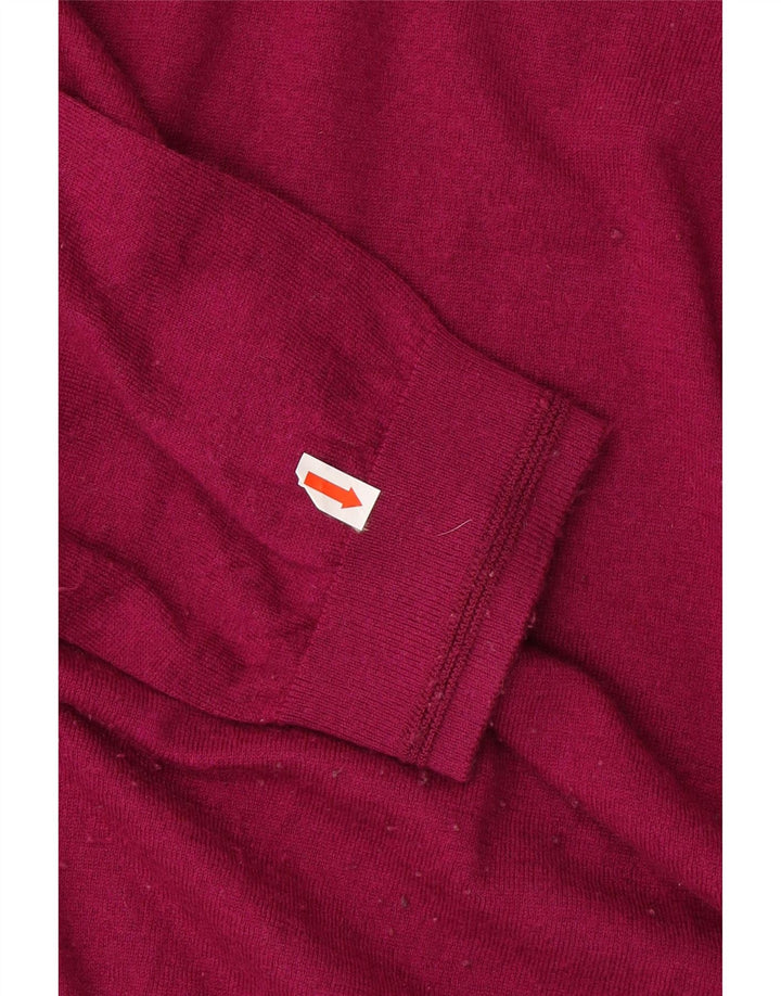 TED BAKER Mens V-Neck Jumper Sweater Size 6 2XL Pink Wool