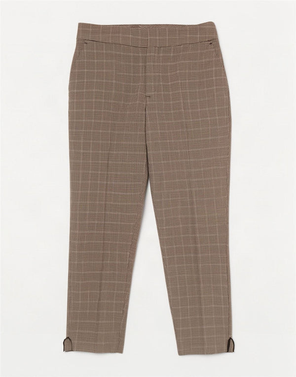 Zara Womens Crop Slim Chino Bukser Large W30 L26 Beige Houndstooth