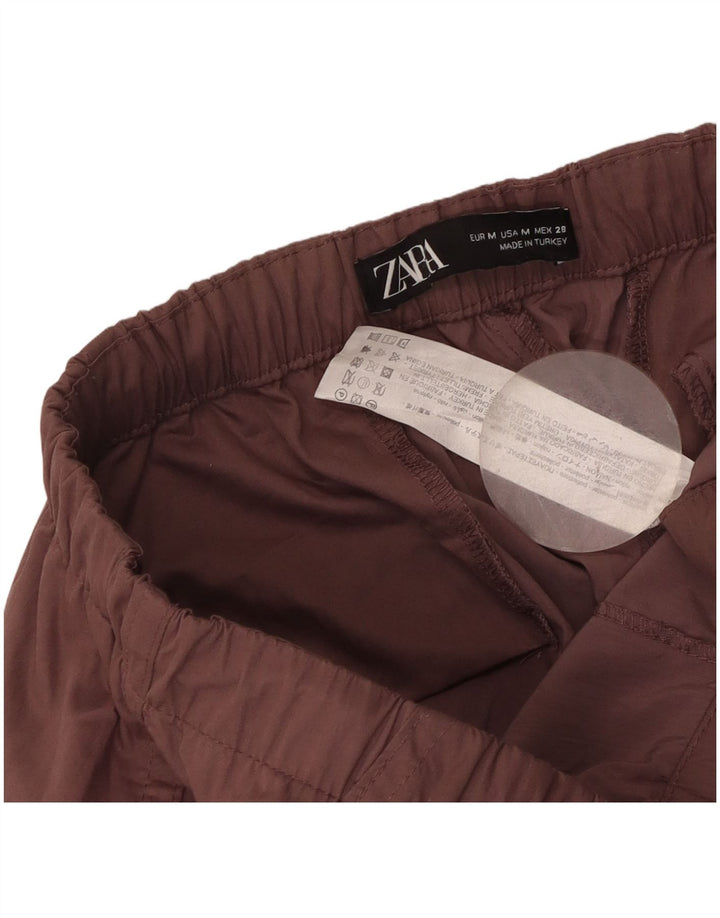 Pantaloni cargo Zara da donna a gamba larga medi W28 L30 poliestere marrone