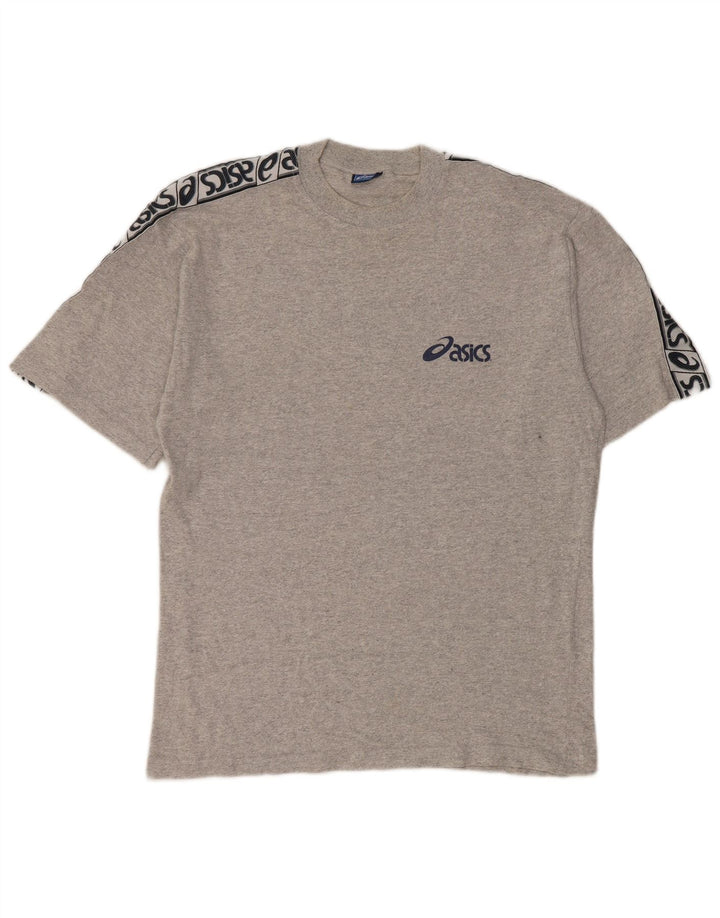 Asics Mens Graphic T-Shirt Top Medium Grey Colourblock Cotton