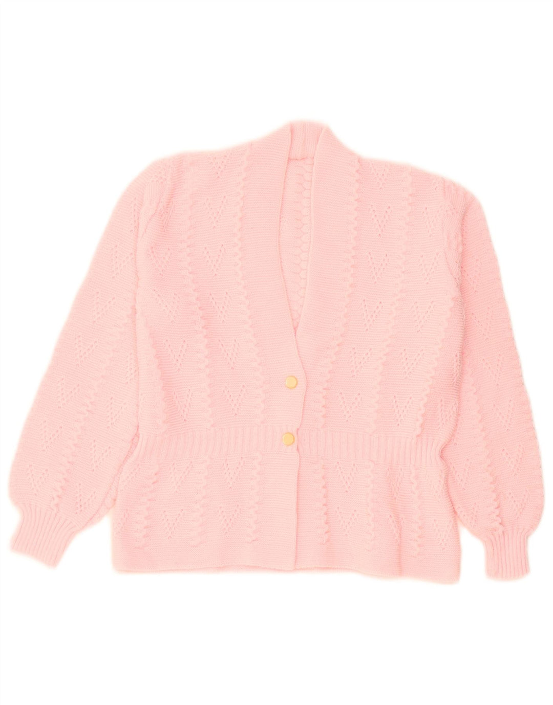 Vintage Womens Cardigan Sweater UK 14 Medium Pink Acrylic