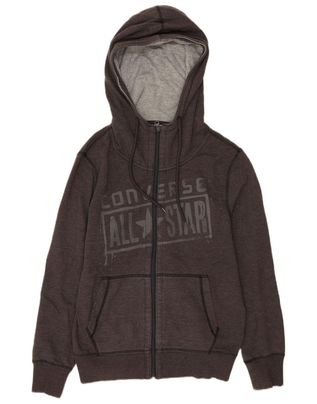 Converse Mens Graphic Zip Hoodie Sweater Medium Grey