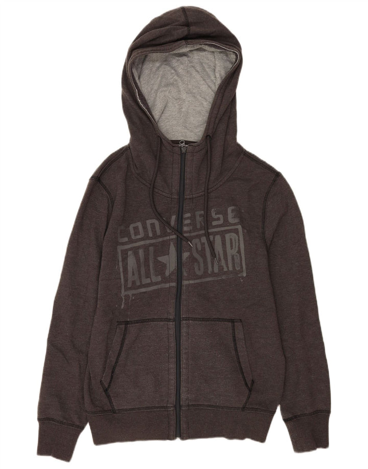 Converse Mens Graphic Zip Hoodie Sweater Medium Grey