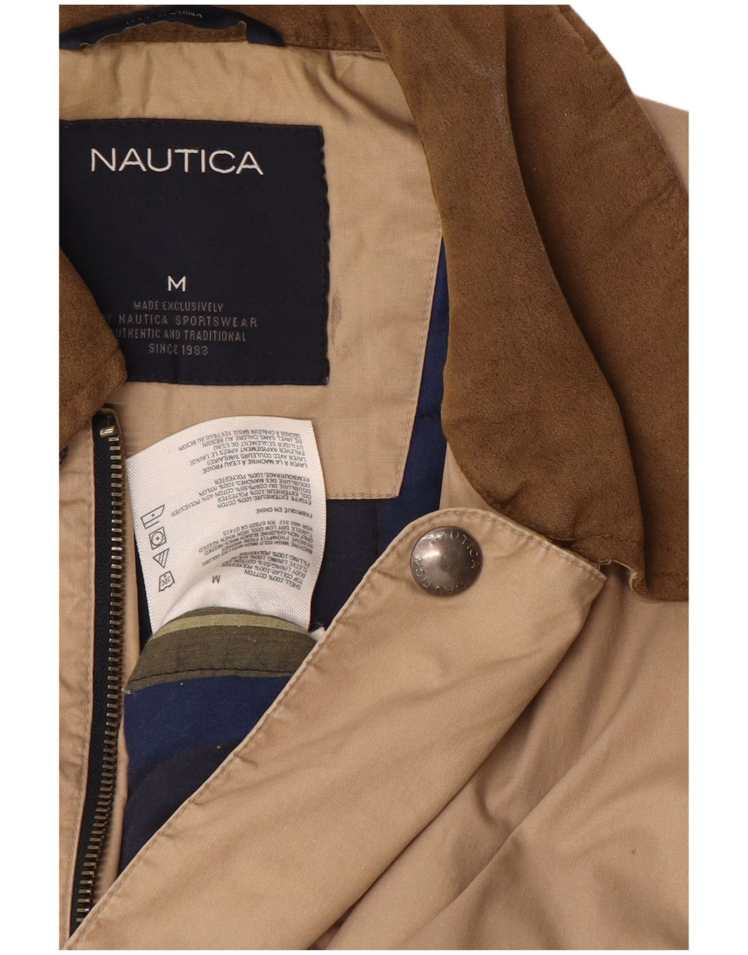 Nautica Mens Windbreaker Jacket UK 38 Medium Beige Polyester