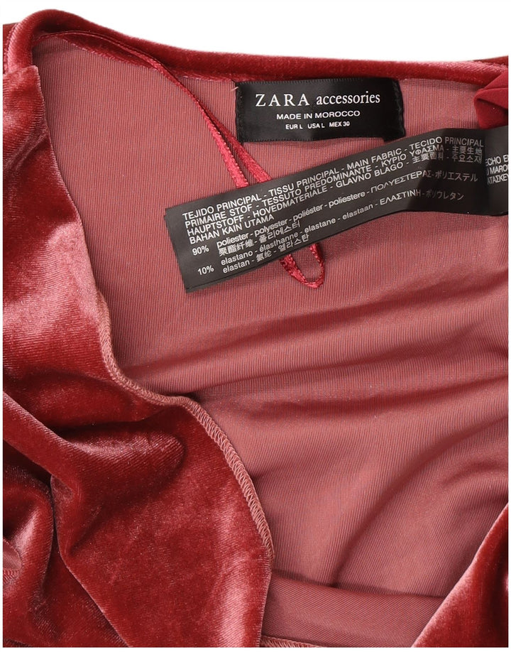 Zara Womens Velour Bodysuit UK 16 Large Pink Polyester