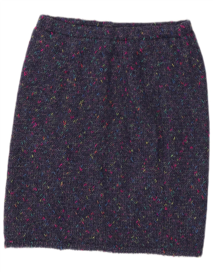VINTAGE Womens Knit Straight Skirt W30 Medium Navy Blue Flecked