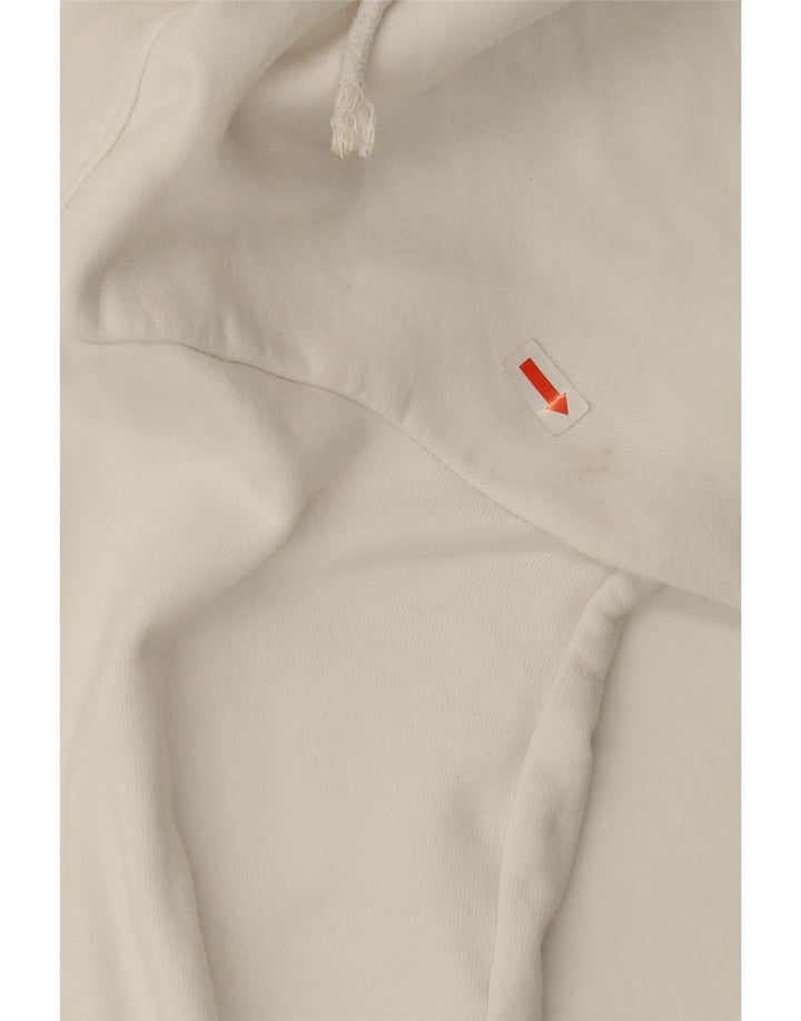 CHAMPION Womens Oversized Crop Graphic Hoodie Jumper UK 6 XS White Cotton Vintage Champion and Second-Hand Champion from Messina Hembry 
