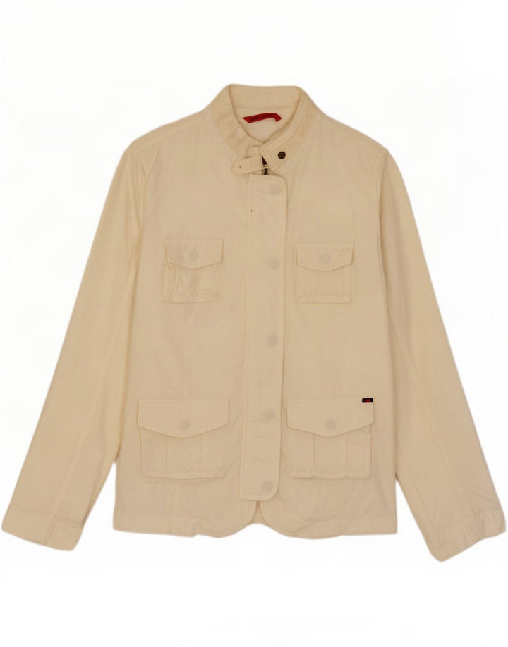 Kappa Womens Utility Jacket UK 14 Large Off White Cotton