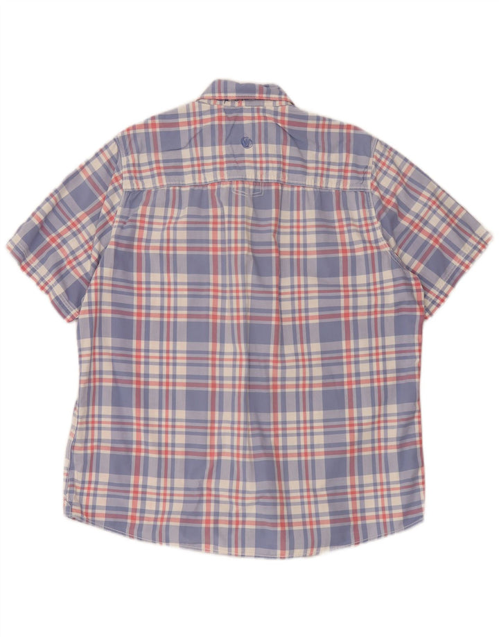 Fat Face Mens Short Sleeve Shirt Large Blue Check Cotton
