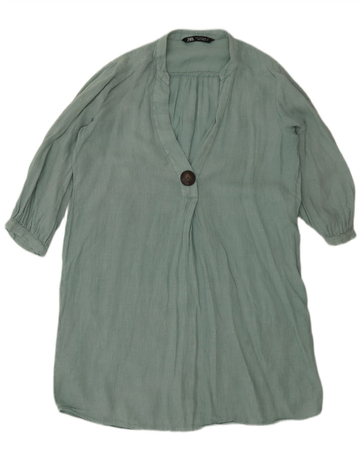 Zara Womens 3/4 Sleeve Shift Dress UK 14 Medium Green