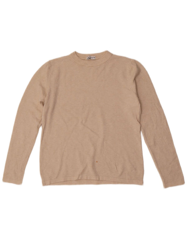 Zara Womens Crew Neck Jumper Sweater UK 10 Small Off White