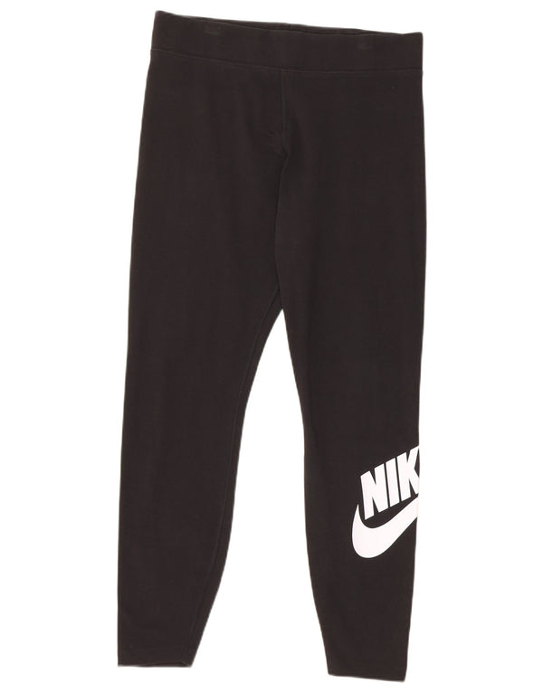 Nike Womens Crop Graphic Leggings UK 16 Large Black Cotton