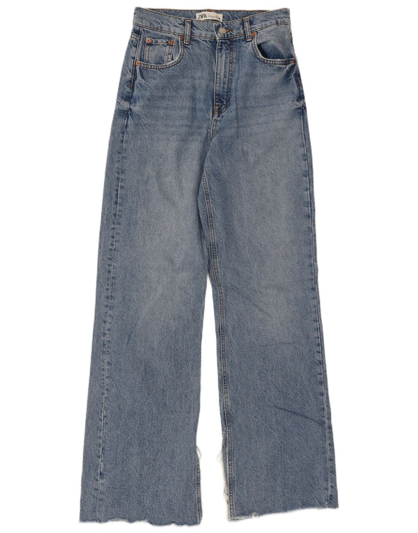 Zara Damen-Jeans mit weitem Bein, EU 38, klein, W28, L33, blaue Baumwolle