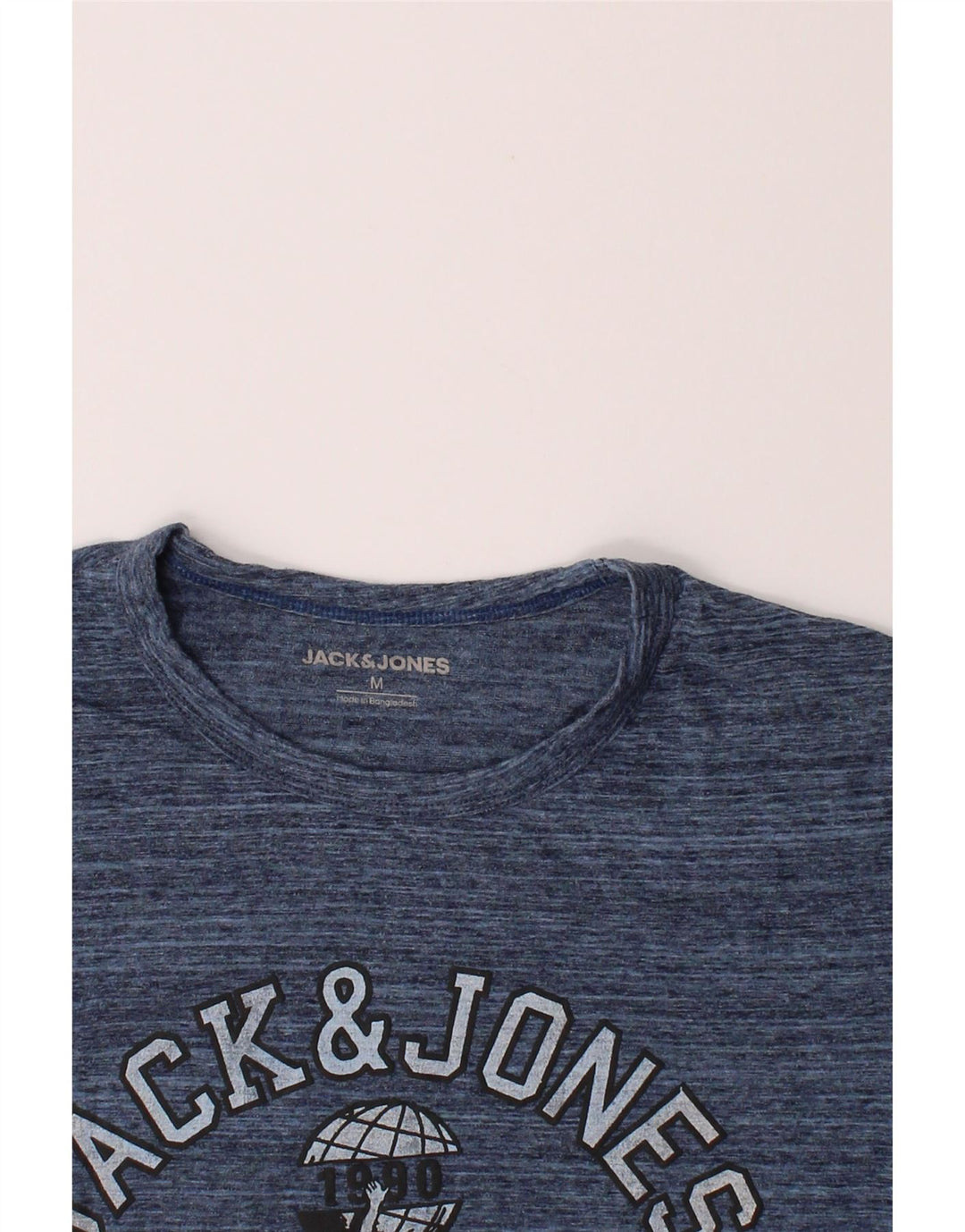 JACK & JONES Mens Graphic T-Shirt Top Medium Blue Flecked Cotton Vintage Jack & Jones and Second-Hand Jack & Jones from Messina Hembry 