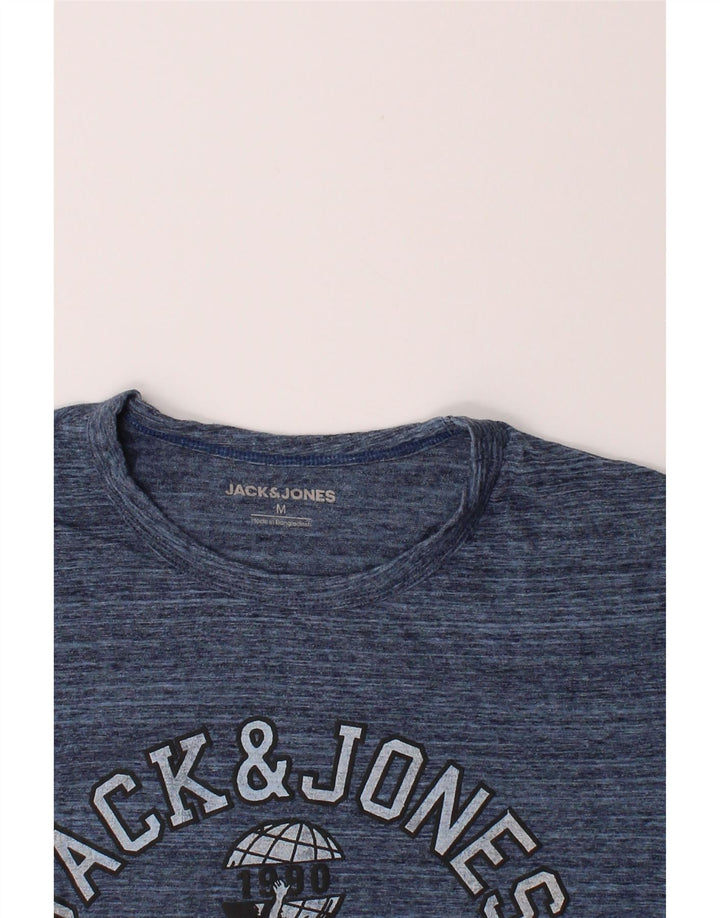 JACK & JONES Mens Graphic T-Shirt Top Medium Blue Flecked Cotton Vintage Jack & Jones and Second-Hand Jack & Jones from Messina Hembry 