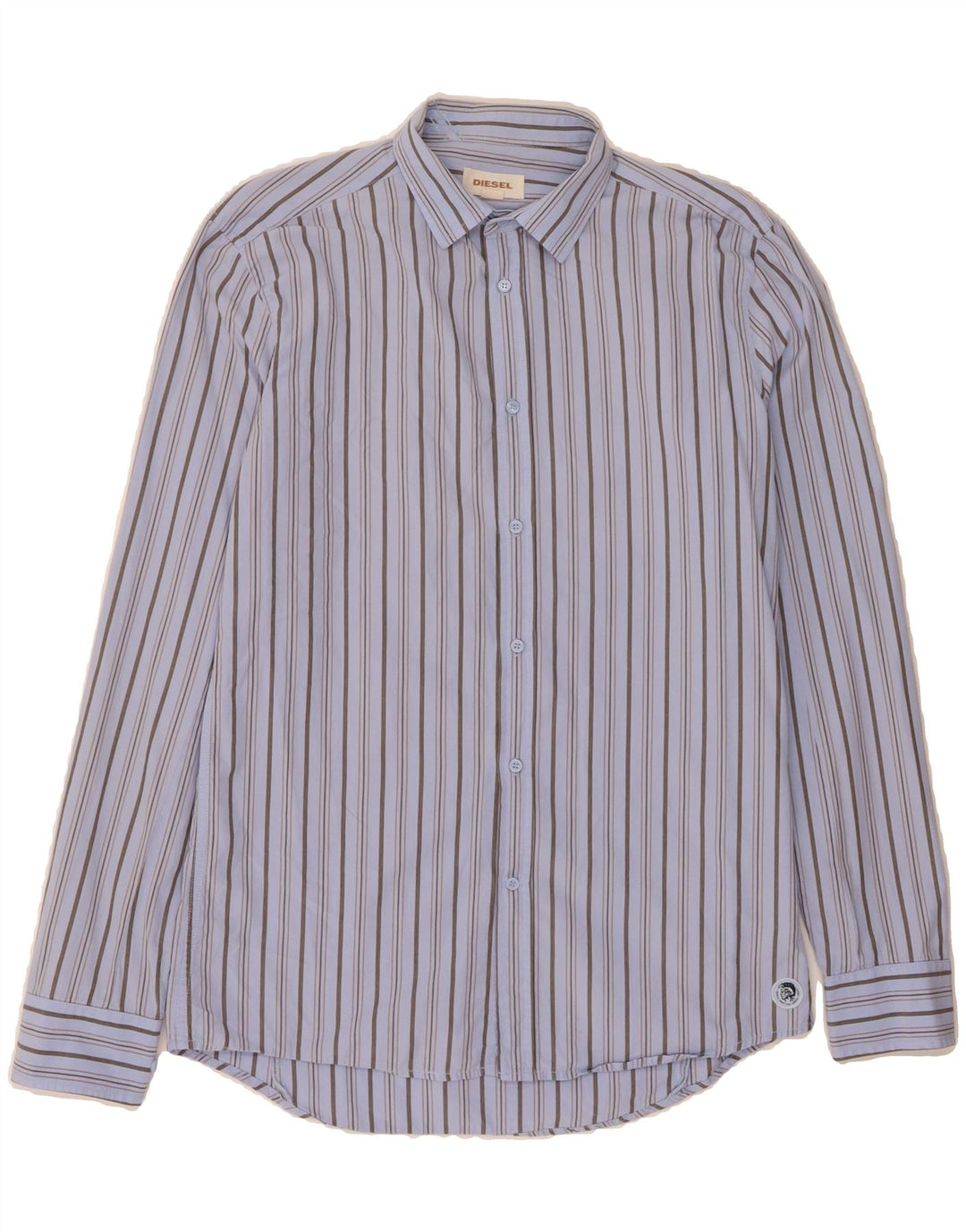 DIESEL Mens Shirt Large Blue Striped Cotton
