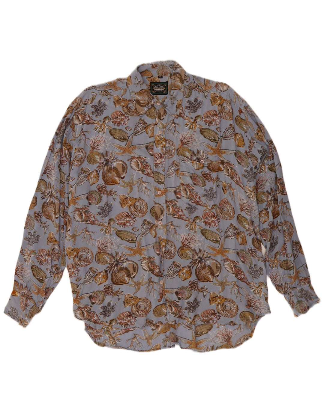 VINTAGE Mens Abstract Pattern Shirt XL Blue Viscose