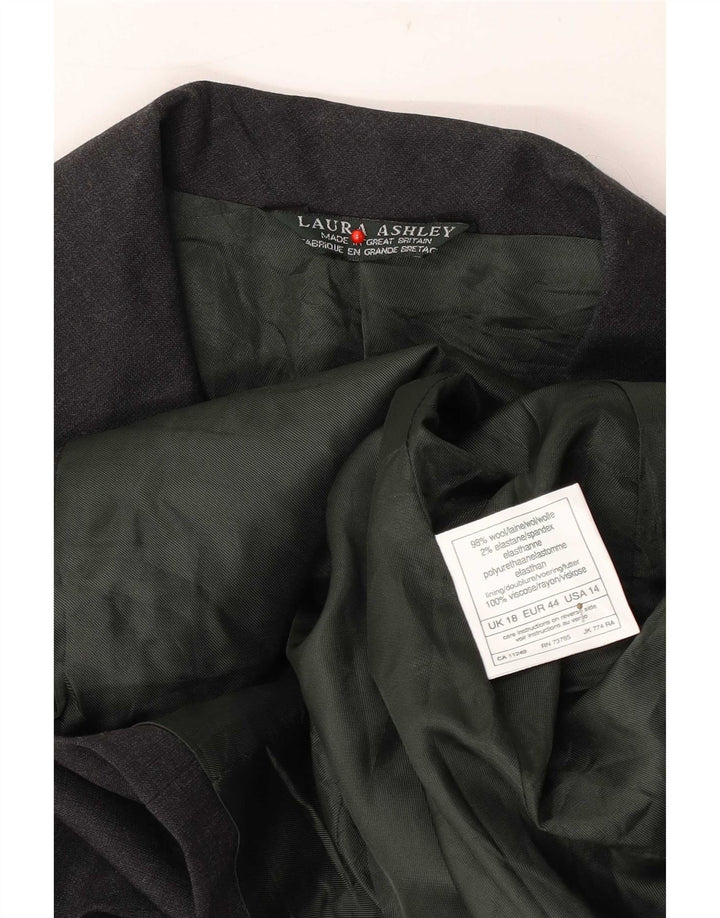 Giacca blazer a 5 bottoni da donna Laura Ashley UK 18 XL lana grigia