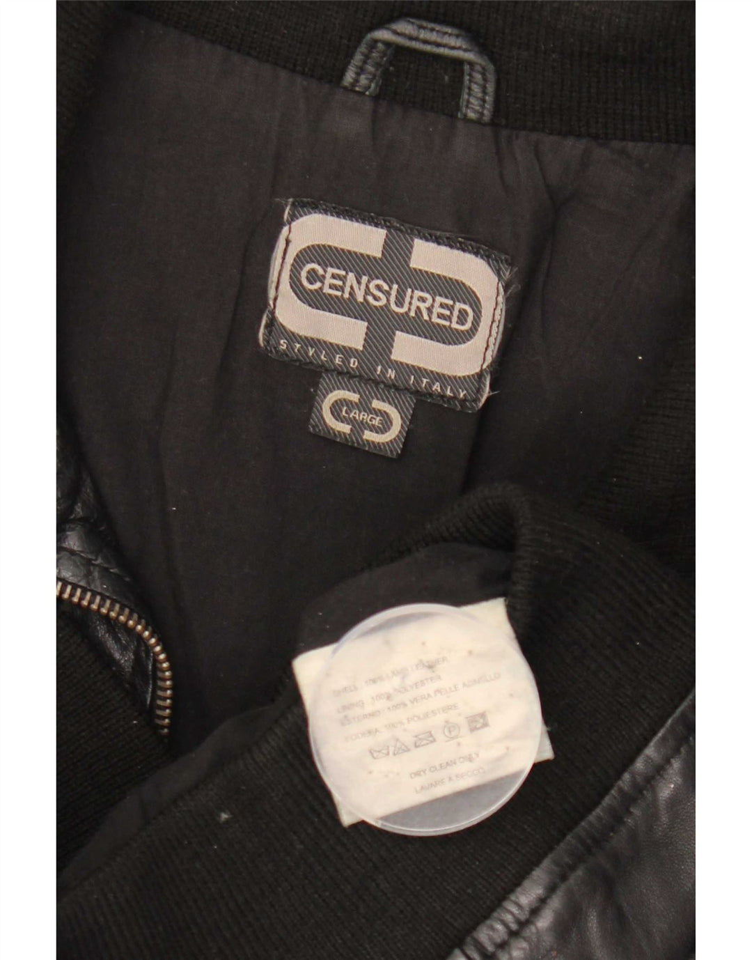 Censured Womens Leather Jacket UK 14 Large Black Leather