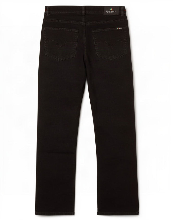 Carlo Colucci Mens Straight Jeans W34 L32 Black Cotton