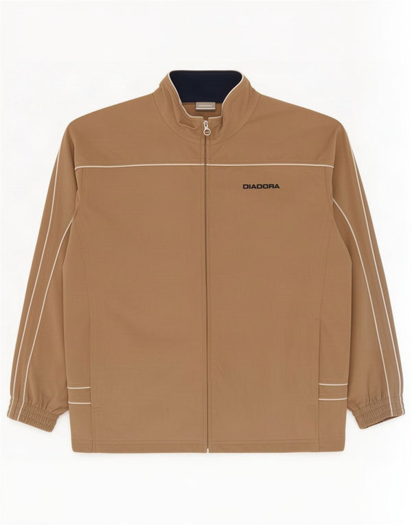 Diadora Mens Velour Tracksuit Top Jacket IT 56 2XL Poliéster Bege