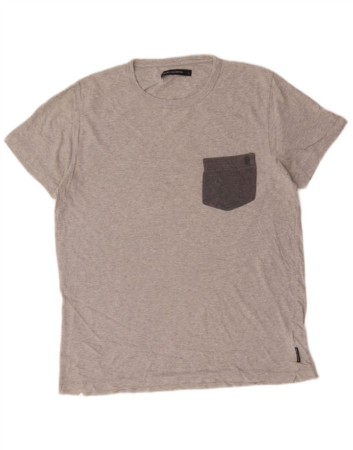 French Connection Mens T-Shirt Top Large Grey Cotton