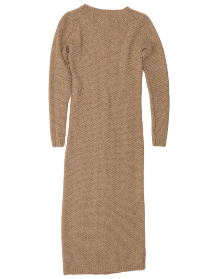MONSOON Womens Jumper Dress UK 8 Small Beige Nylon
